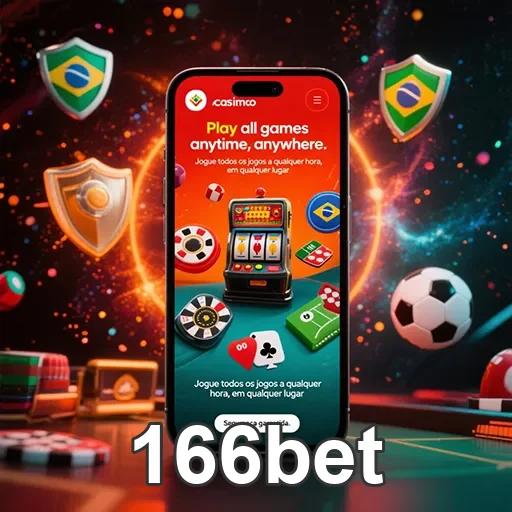 Aplicativo da 166bet exibido na imagem, promovendo apostas esportivas e entretenimento online.